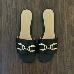 Ann Taylor weekend chain leather flat sandals size 7.5